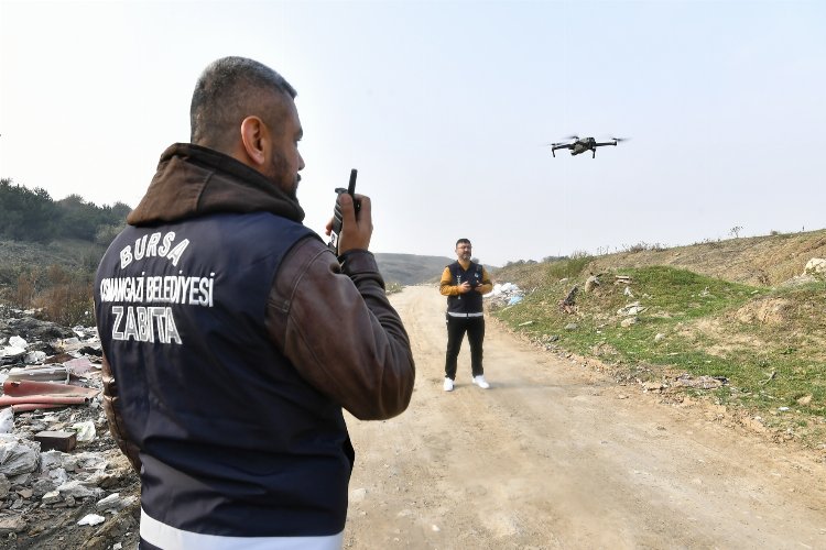 Bursa Osmangazi'de drone destekli kaçak moloz takibi