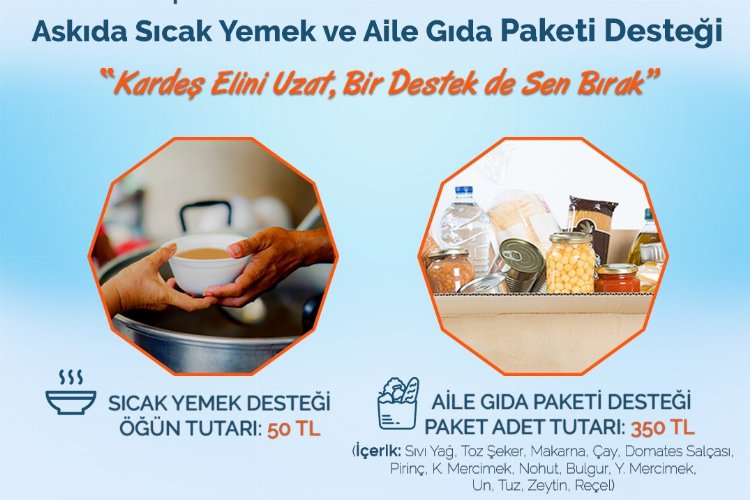 İzmit'ten askıda sıcak yemek ve gıda paketi -