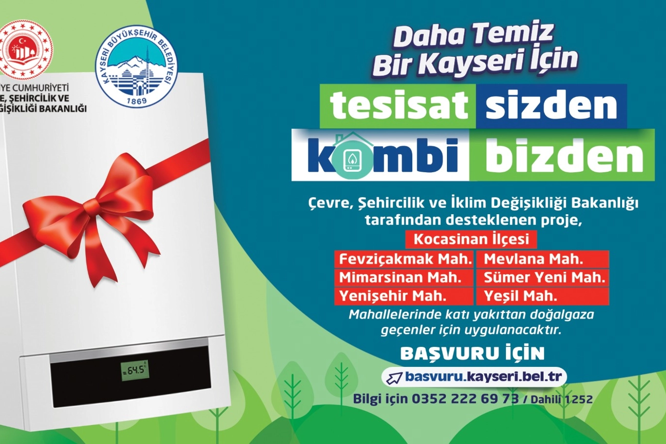 Kayseri Büyükşehir’den çevre dostu proje: 'Tesisat sizden, kombi bizden’ -