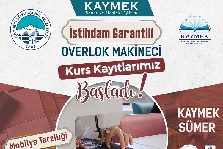 Kayseri Büyükşehir'den istihdam garantili overlok kursu -