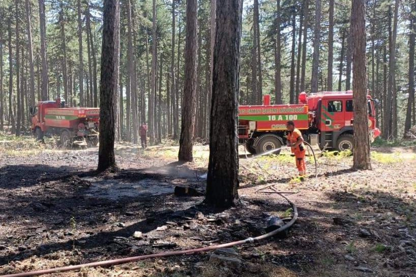 Keles'te ormanlık alanda çıkan yangın korkuttu  -