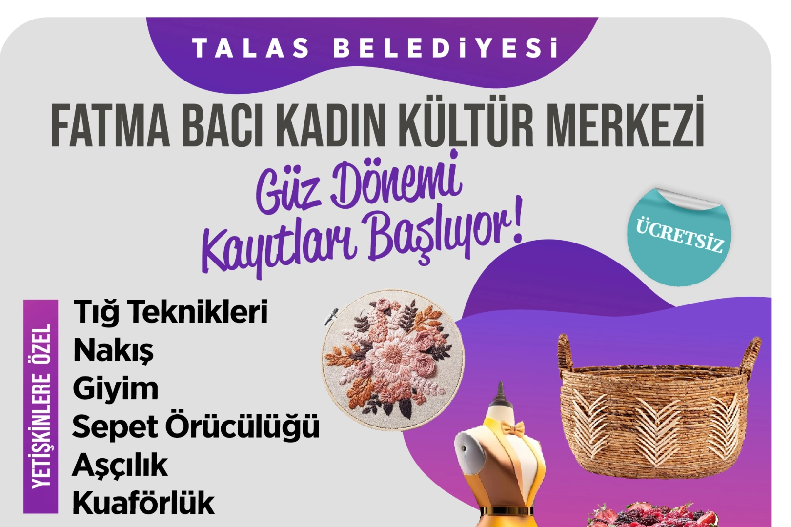 Talas’ta kadın mesleki eğitim kursları başlıyor -