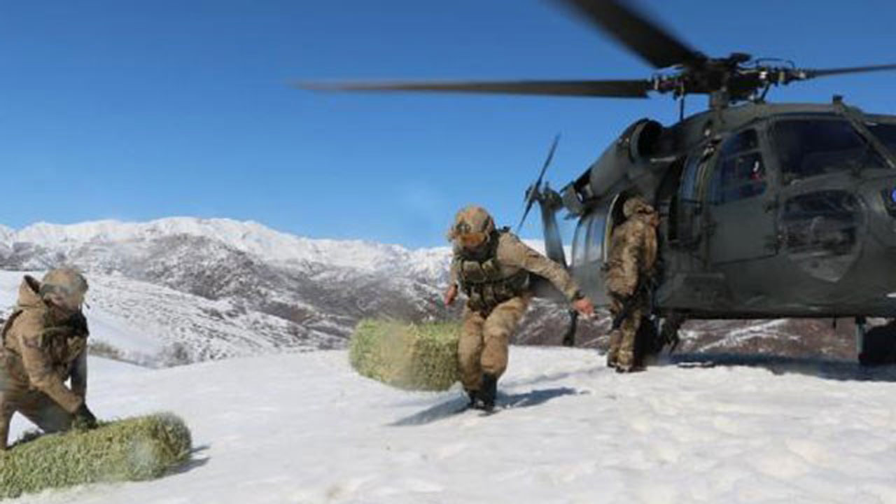 Askeri helikopter bu kez yaban hayvanları için havalandı