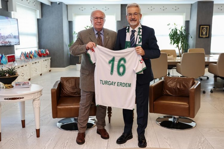 Bursaspor Başkanı Sinan Bür, Turgay Erdem'i ziyaret etti -