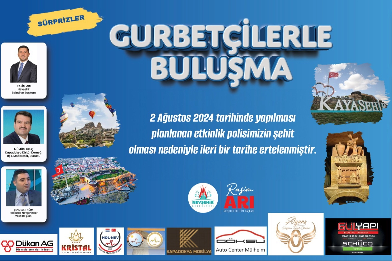 Gurbetçilerle buluşma programı ileri bir tarihe ertelendi -