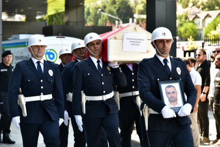 Kalp krizi geçiren polis memuruna Tekirdağ'da son görev -