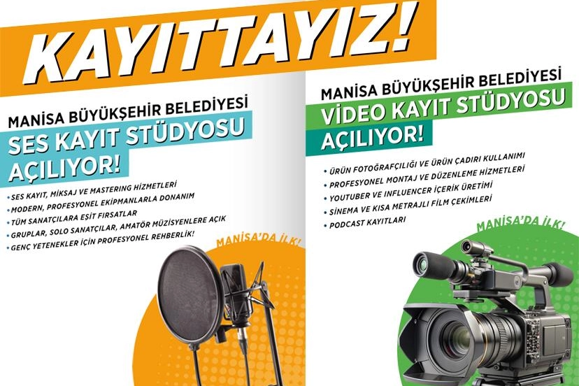 Manisa'dan ücretsiz video ve ses kayıt stüdyosu desteği -