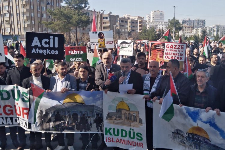 Mardin'de İsrail'in Gazze'ye saldırıları protesto edildi -