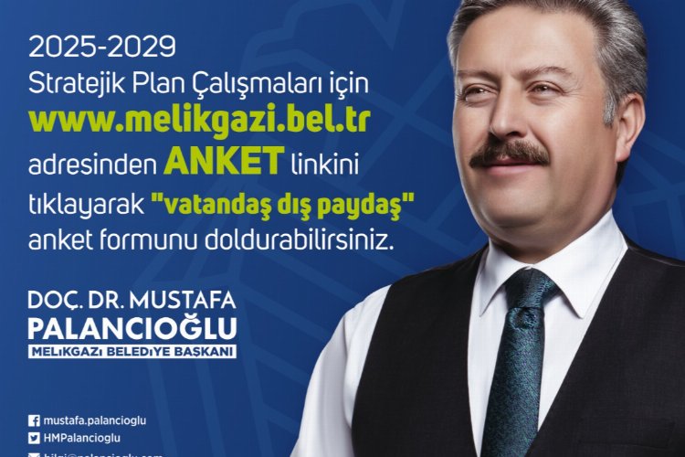 Melikgazi’den, “5 yıllık stratejik plan için vatandaş anketi” -