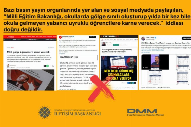 Okula gitmeyen yabancı uyruklu öğrencilere karne verileceği iddialarına açıklama -