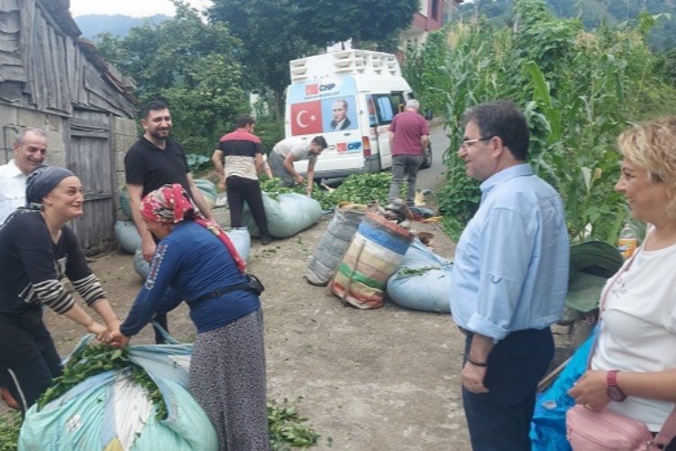 Rize'de CHP'den çay üreticilerine 'çay malzemeli' ziyaret -