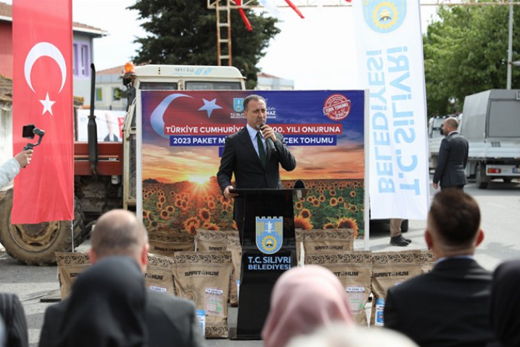 Silivri'den üreticilere ayçiçek tohumu desteği -